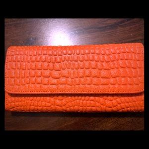 NEW!!! Orange alligator printed hand wallet.